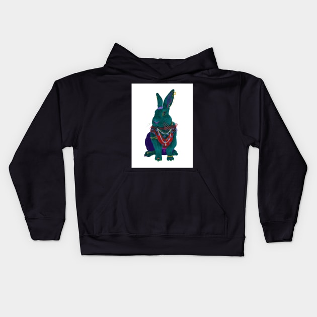 Bohemian rabbit Kids Hoodie by argiropulo